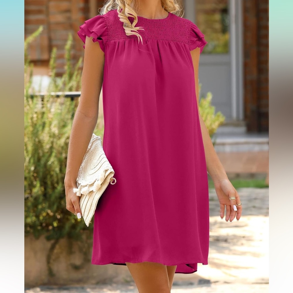 Women’s loose flowy chiffon dress NWT size XL ROSE PINK